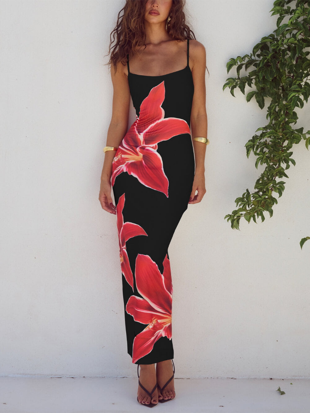 Sara | Maxi Summer Dress with Floral Print and Sleeveless Bodice