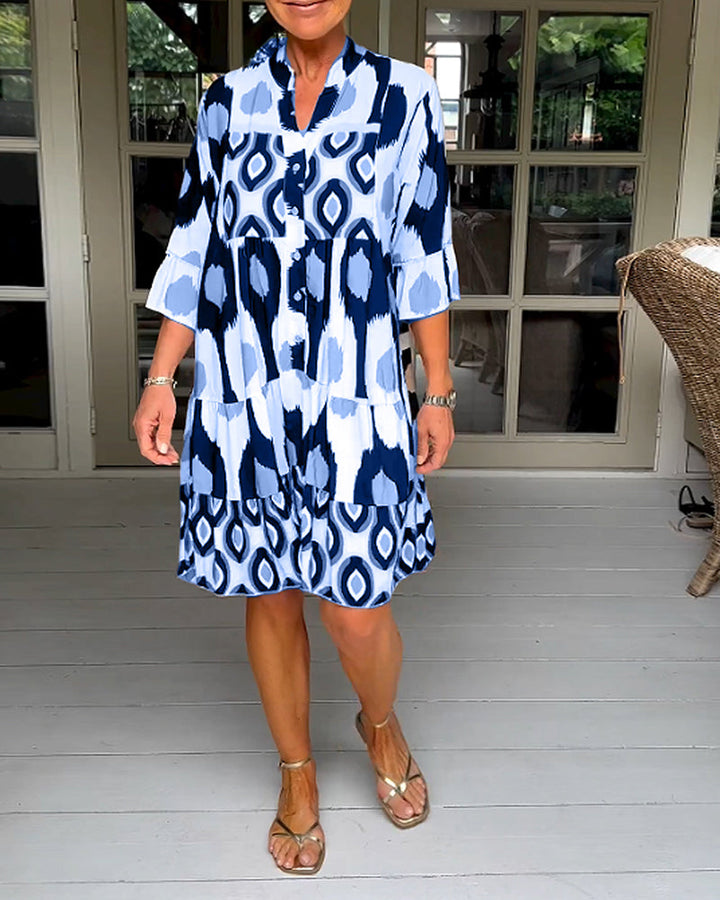 Camilla | Mini Summer Dress with Boho Print and V-Neck