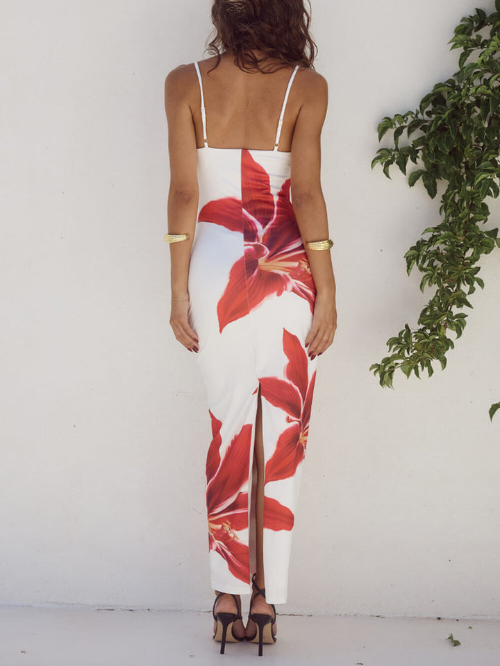 Sara | Maxi Summer Dress with Floral Print and Sleeveless Bodice