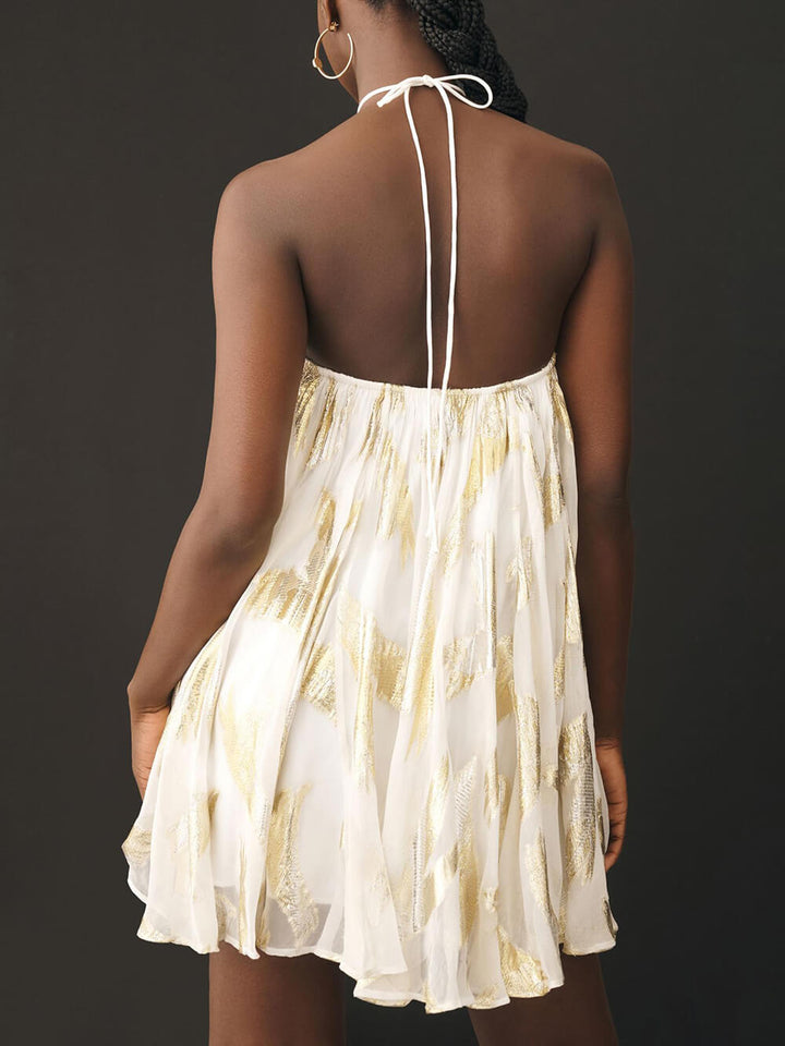 Lara | Mini Halter Neck Dress with Swing Skirt