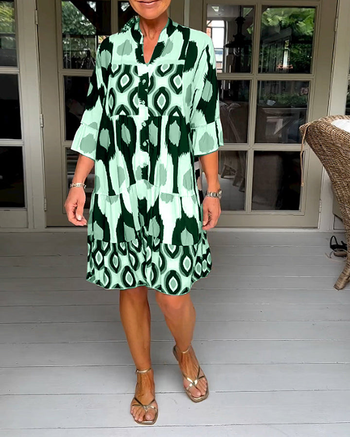 Camilla | Mini Summer Dress with Boho Print and V-Neck