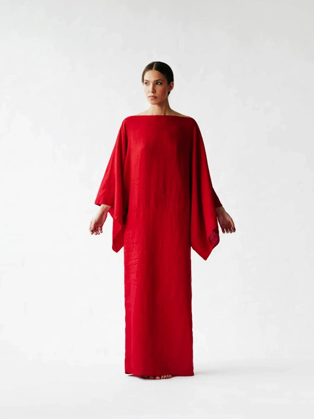 Gianna | Midi Cocktail Dress with Kimono Sleeves and Belted Waist