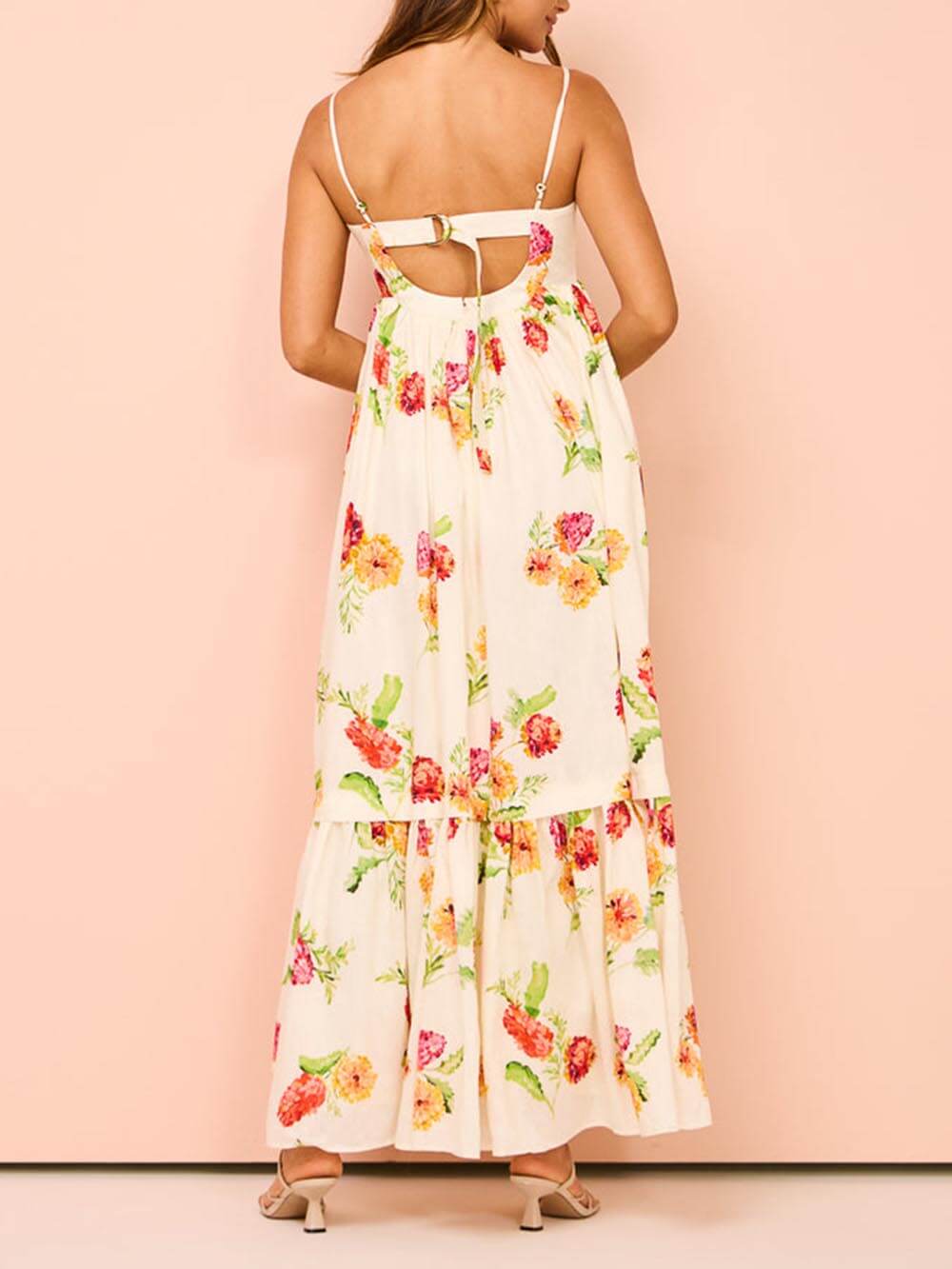 Xena | Maxi Summer Dress with Floral Print and Spaghetti Straps