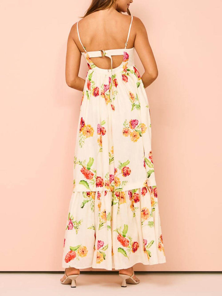 Xena | Maxi Summer Dress with Floral Print and Spaghetti Straps