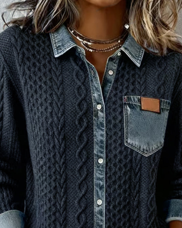 Wren | Cable Shirt with Collar and Button Front
