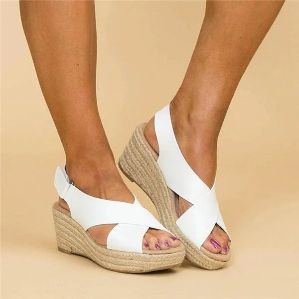 Neve | Orthopedic Espadrille with Cross Strap and Open Toe