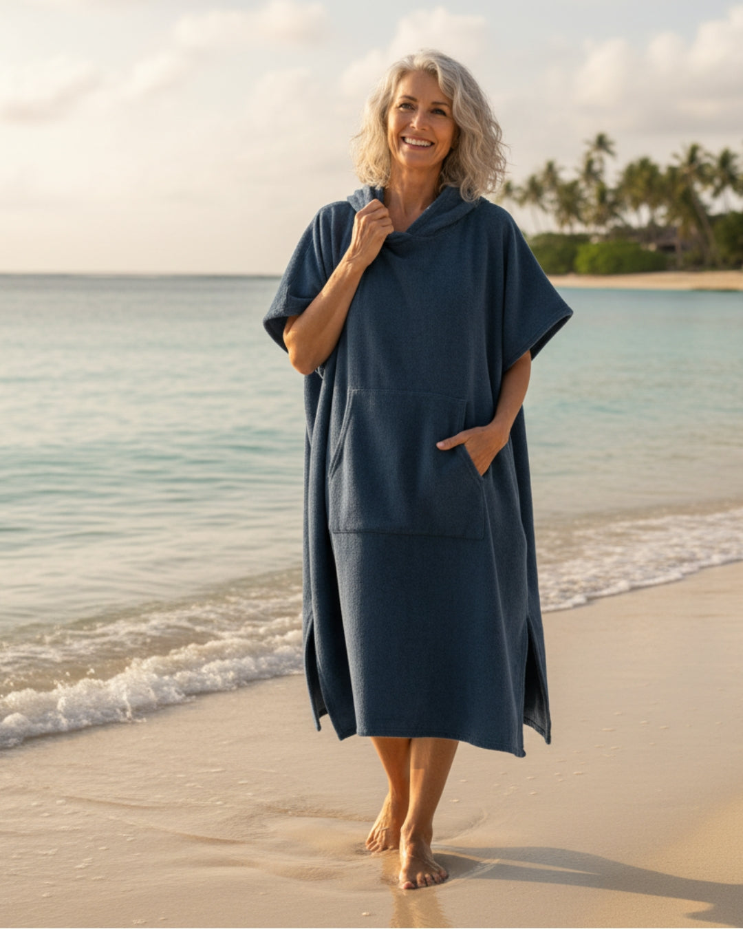 Dawn | Midi Summer Dress with Hooded Design and Front Pocket