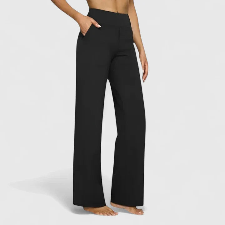Women's High Waisted Wide Leg Pants with Pull On Design