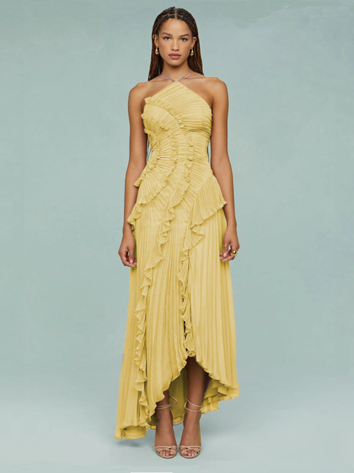 Avery | Wedding Guest Maxi Dress Pleated Asymmetric
