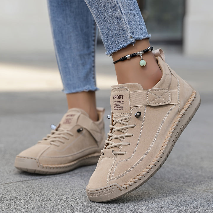 Women's Orthopedic Low Cut Lace-Up Sneakers with Stitch Detail