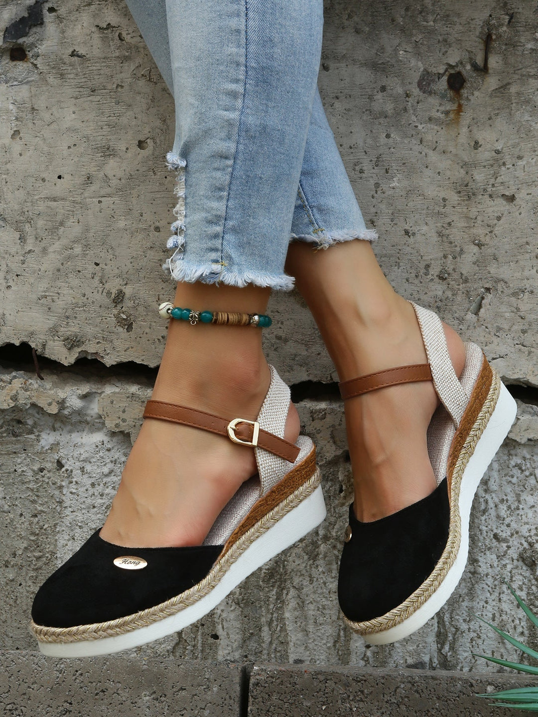 Women's Orthopedic Closed Toe Wedge Sandals with Ankle Strap
