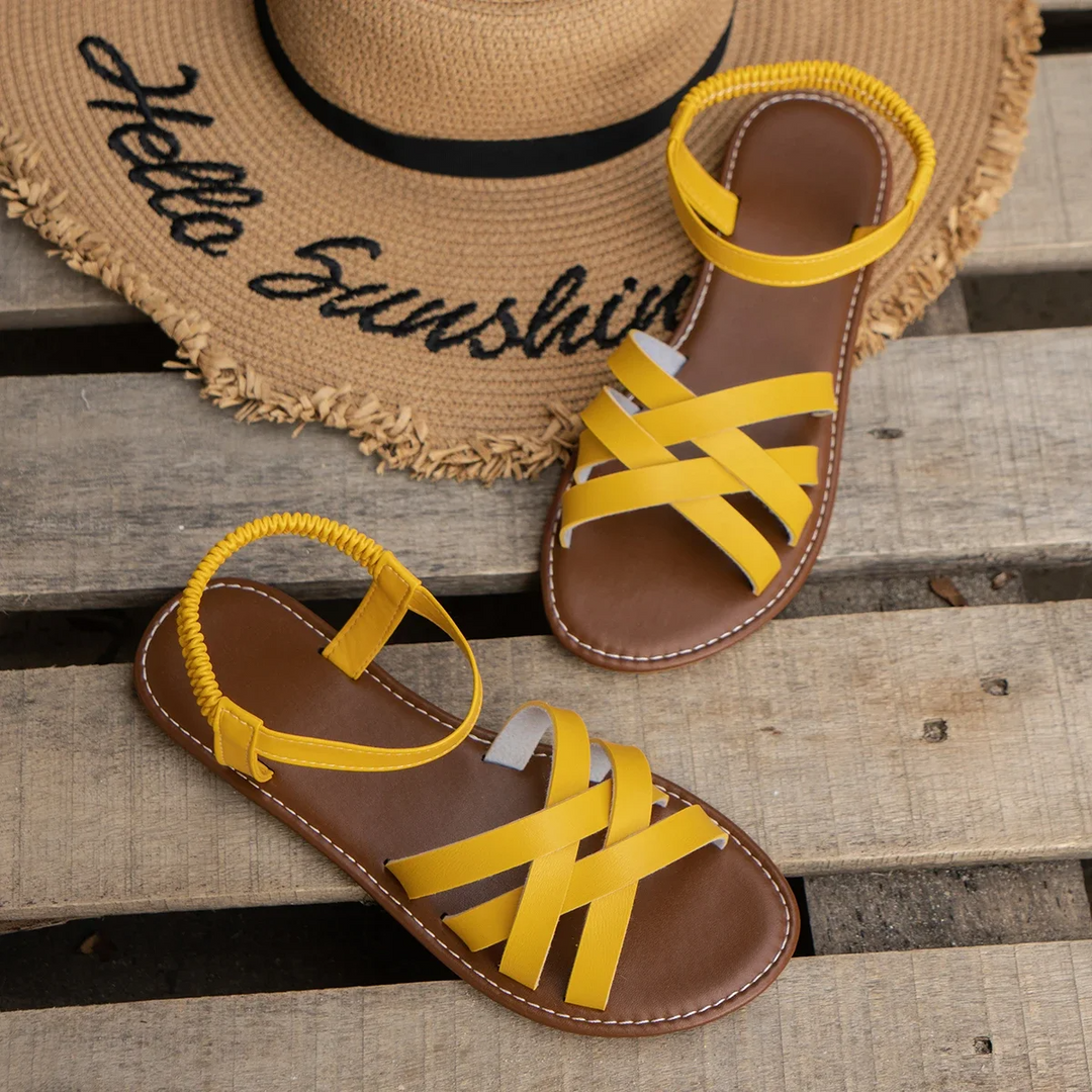 Women's Orthopedic Strappy Flat Sandals with Ankle Strap