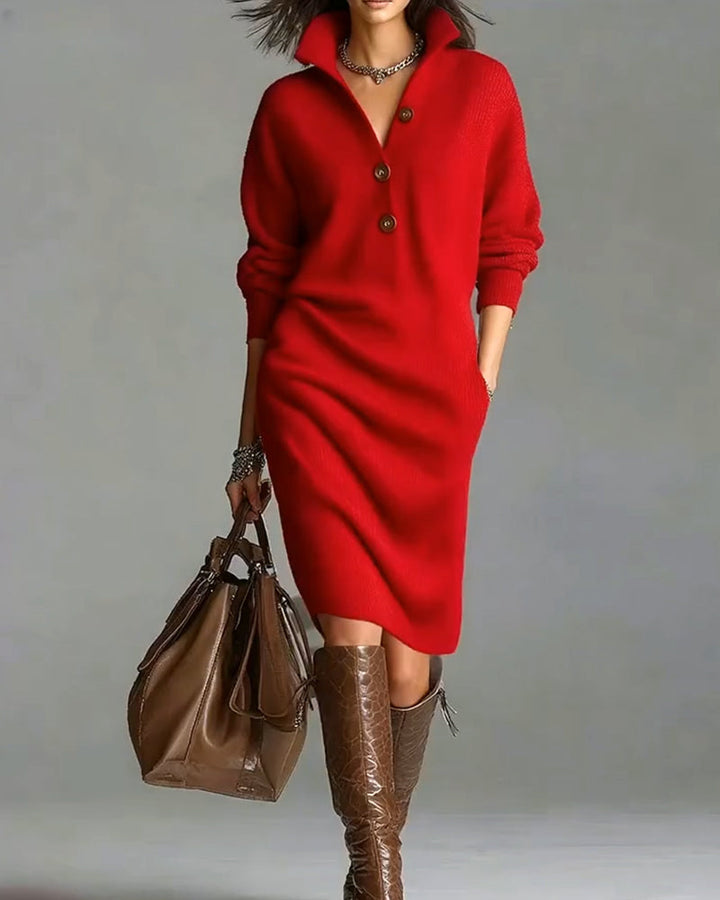 Lydia | Mini Cardigan Dress with Button Collar and Long Sleeves