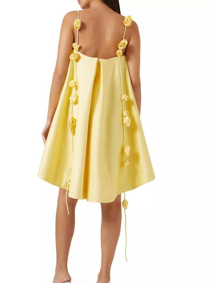 Lillian | Mini Summer Dress with Floral Applique and Thin Straps
