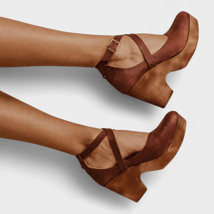 Women's Mary Jane Block Heel Shoes with Ankle Strap