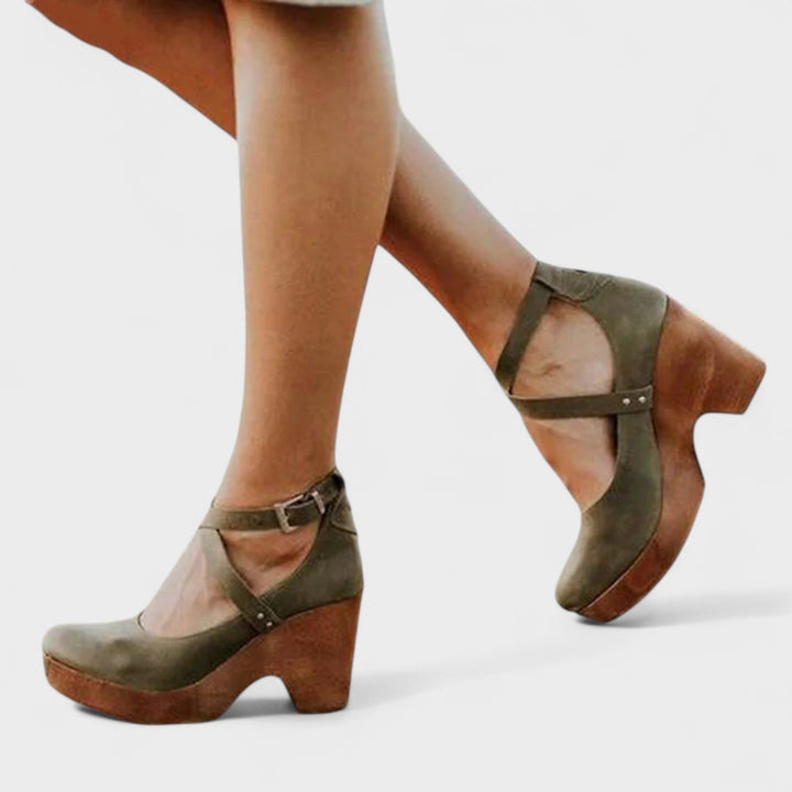 Women's Mary Jane Block Heel Shoes with Ankle Strap