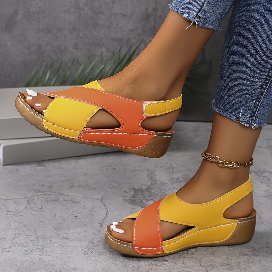 Women's Orthopedic Cross Strap Wedge Sandals with Slingback