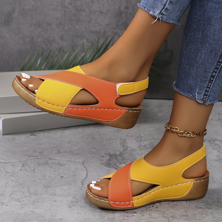 Women's Orthopedic Cross Strap Wedge Sandals with Slingback