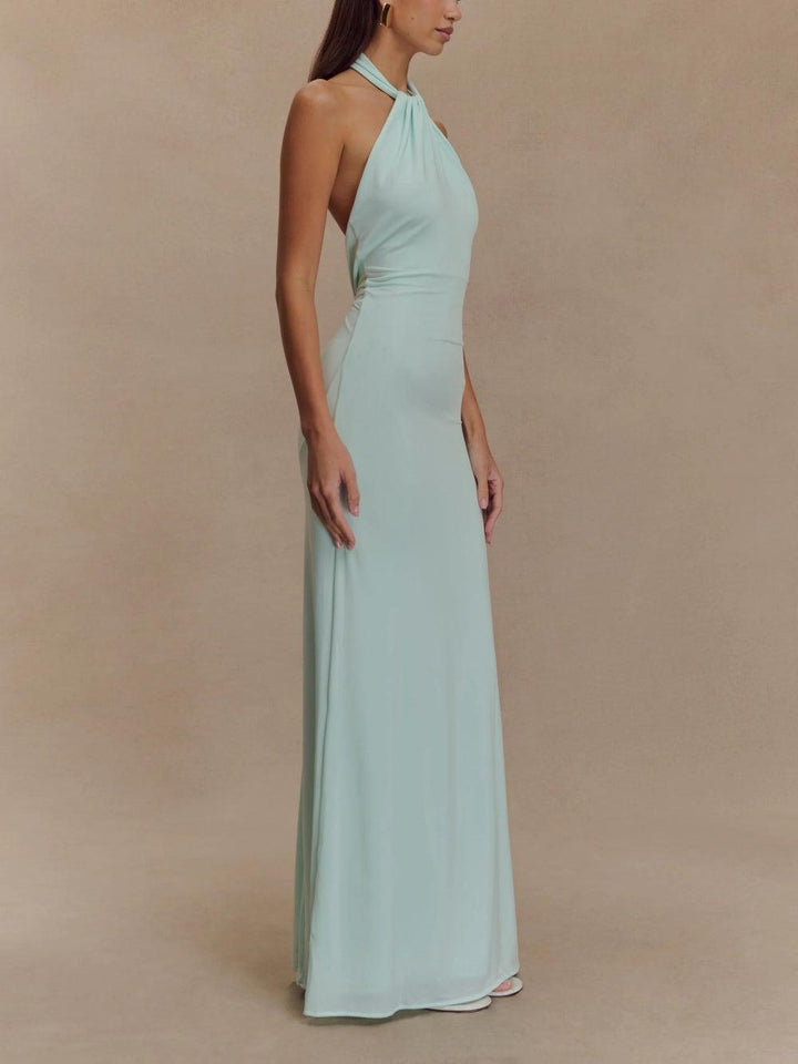 Hyacinth | Wedding Guest Maxi Dress Halter Open Back