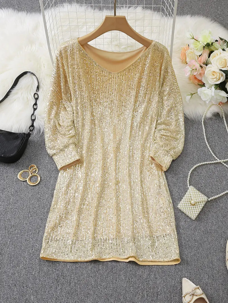 Aria | Mini Cocktail Dress with Sequins and V-Neck