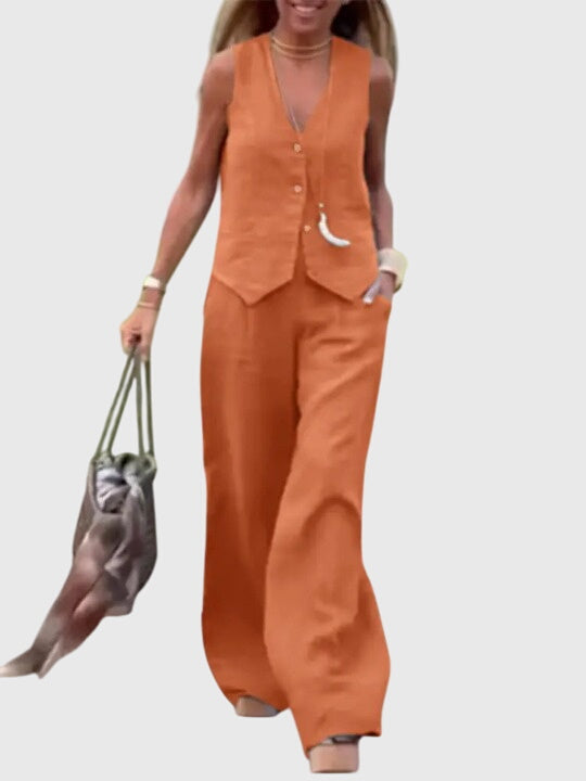 Nia | Two-Piece Set with Waistcoat and Wide-Leg Trousers