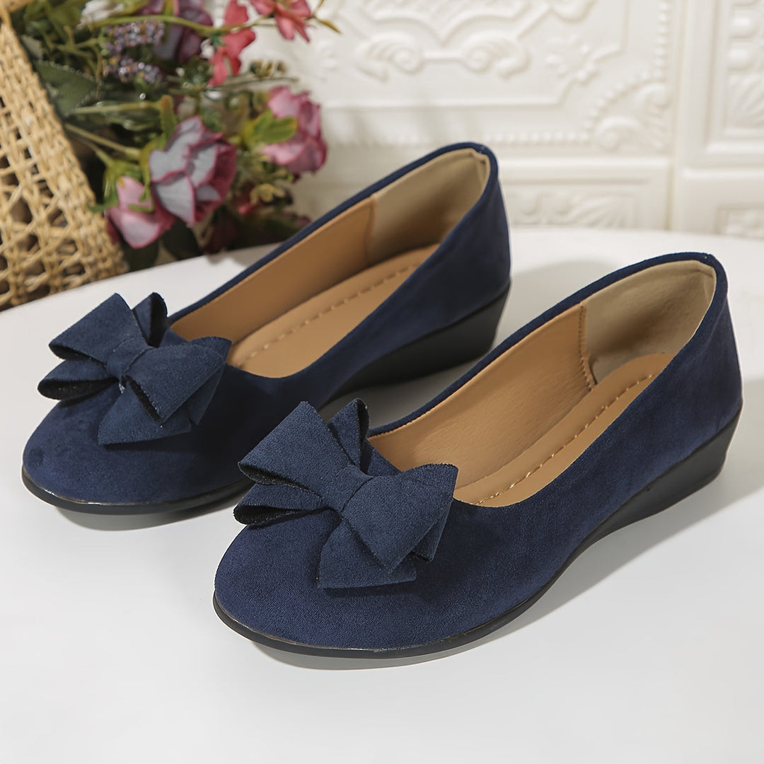 Women's Orthopedic Slip On Flats with Bow Detail and Wedge Sole
