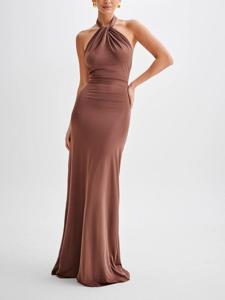 Hyacinth | Wedding Guest Maxi Dress Halter Open Back