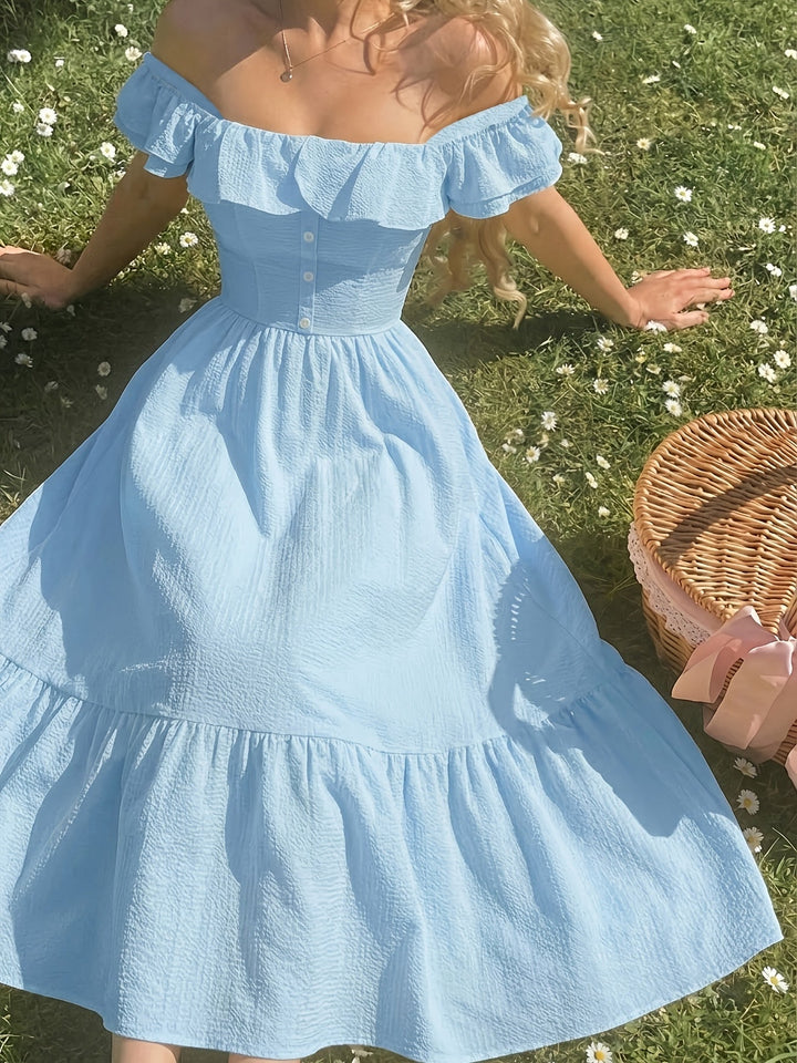 Flora | Cocktail Maxi Dress Off-Shoulder Ruffled