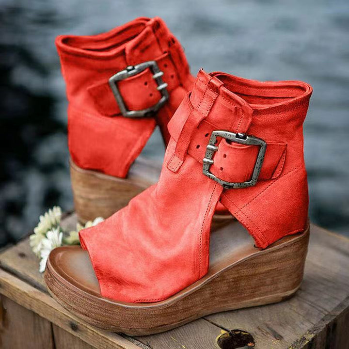 Women's Orthopedic Wedge Sandals with Ankle Buckle Strap