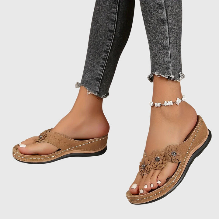 Alexis | Orthopedic Flip Flops with Floral Detail