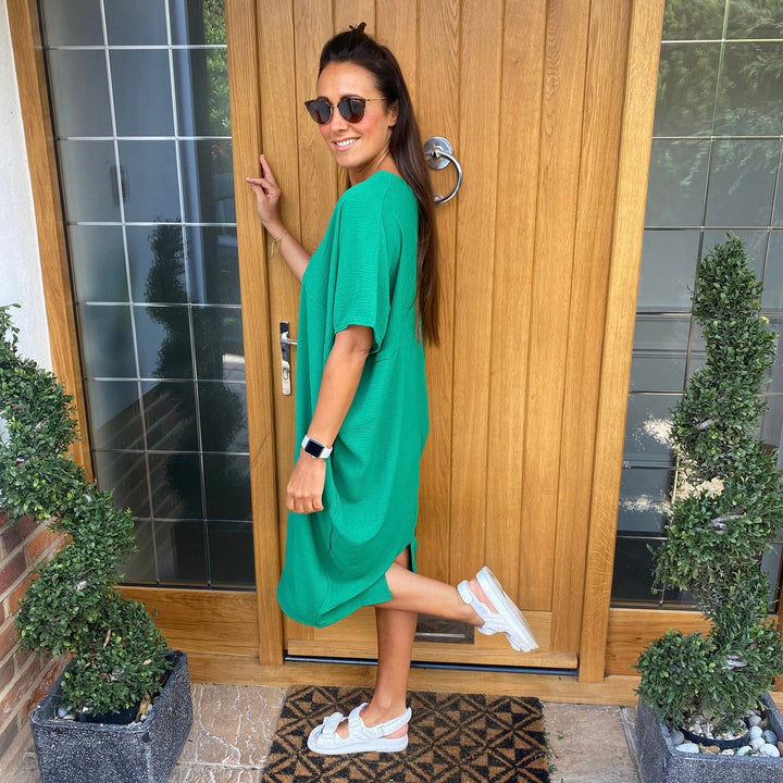 Olivia | Midi Summer Dress with V-Neck and Kimono Sleeve