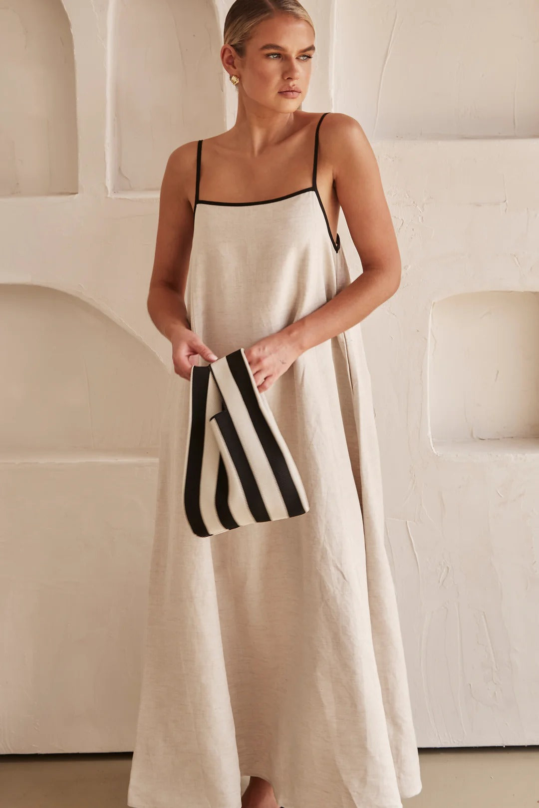Ivy | Maxi Summer Dress with Contrast Straps and Square Neck