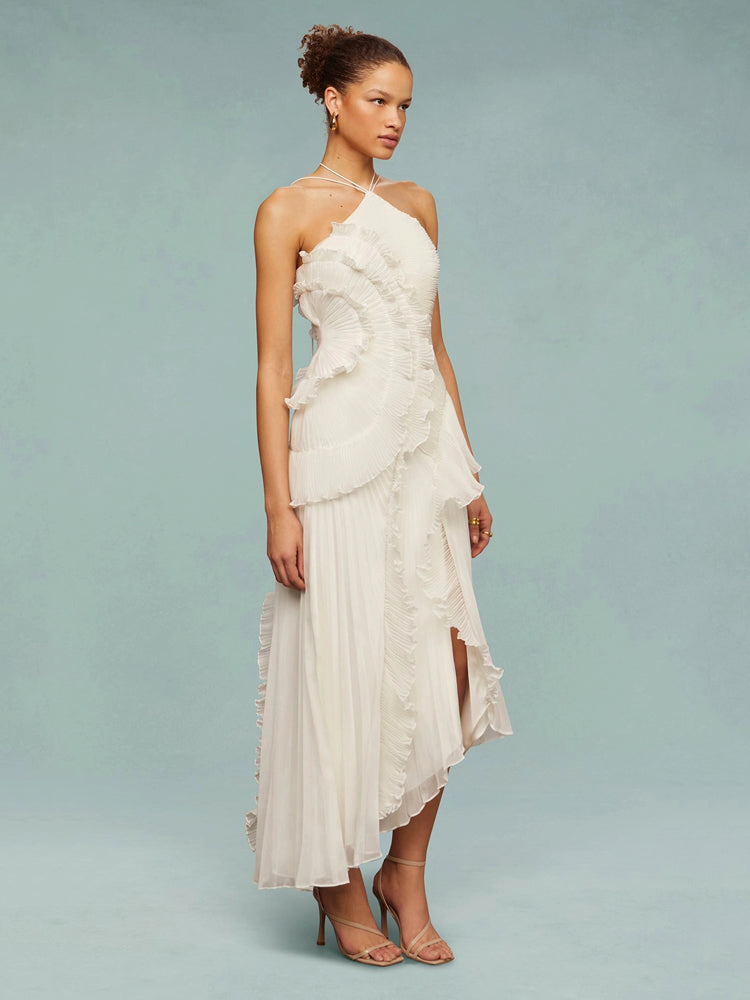 Avery | Wedding Guest Maxi Dress Pleated Asymmetric