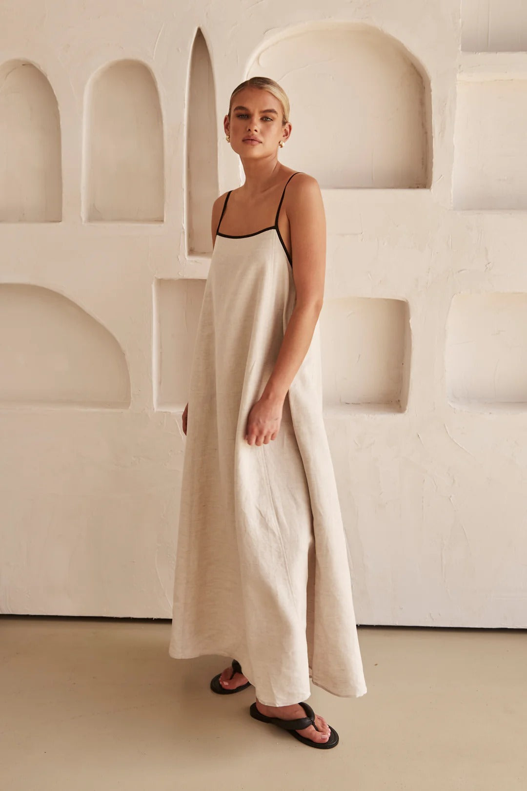 Ivy | Maxi Summer Dress with Contrast Straps and Square Neck
