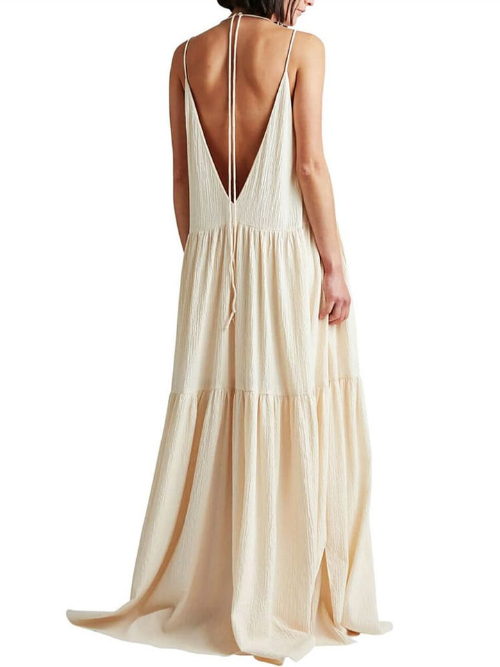 Zoe | Maxi Summer Dress with V-Neck and Tiered Skirt