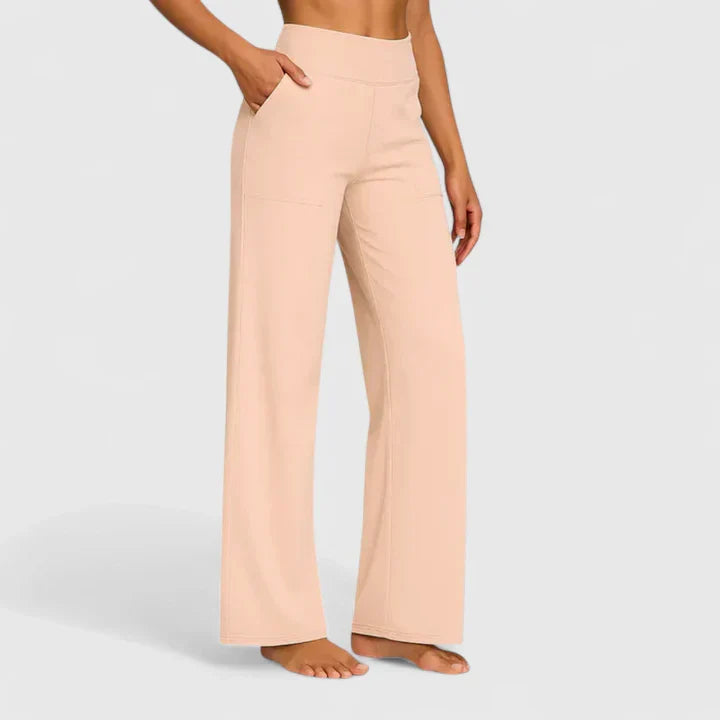 Women's High Waisted Wide Leg Pants with Pull On Design