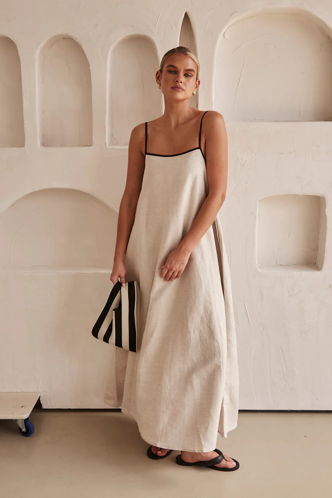 Ivy | Maxi Summer Dress with Contrast Straps and Square Neck