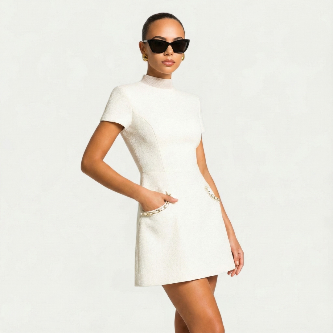 Beatrix | Cocktail Mini Dress Pearl Trim