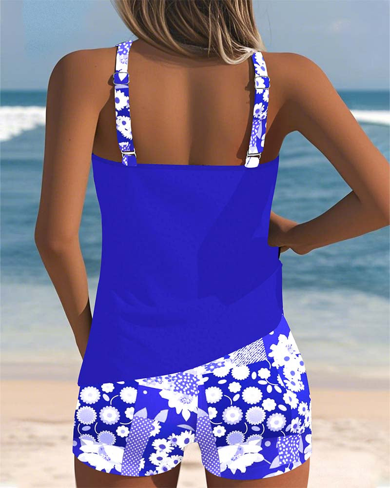 Women's Floral Tankini Set with Shorts
