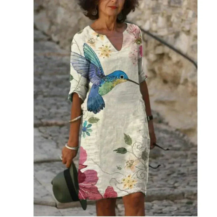 Hailey | Midi Summer Dress with Boho Print
