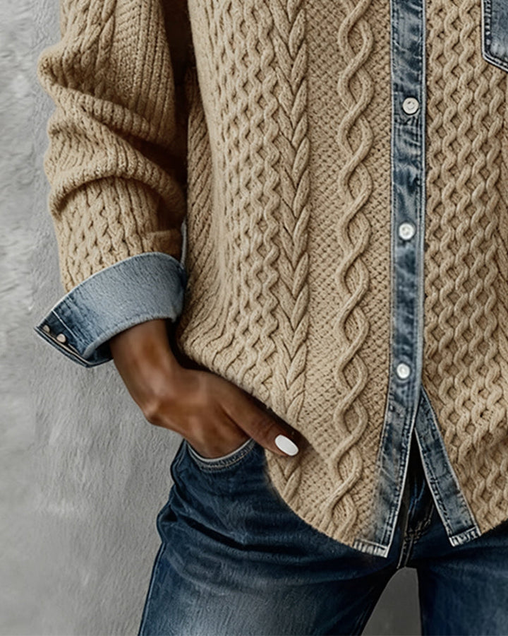 Wren | Cable Shirt with Collar and Button Front