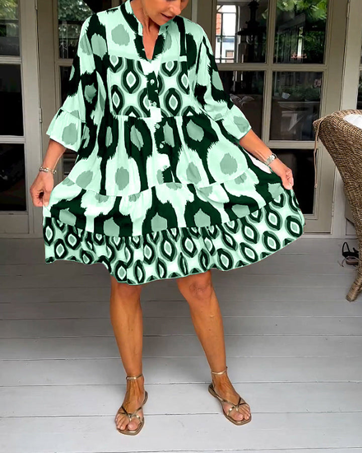 Camilla | Mini Summer Dress with Boho Print and V-Neck
