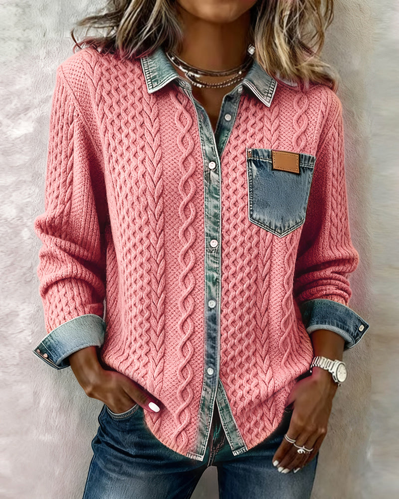 Wren | Cable Shirt with Collar and Button Front
