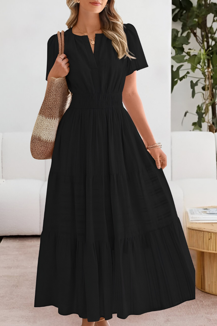 Esme | Boho Maxi Dress Smocked Short Sleeve