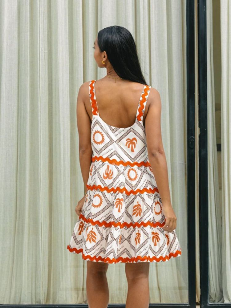 India | Summer Mini Dress Tiered Square Neck