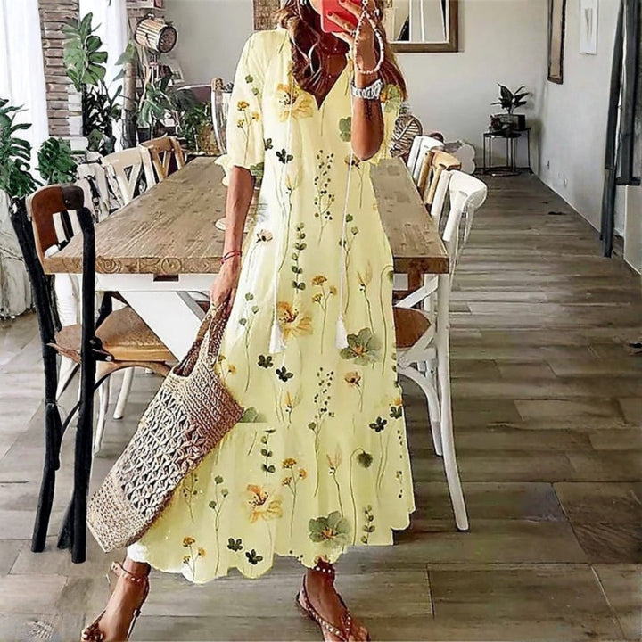 Bella | Maxi Summer Dress with Floral Print and Button Front