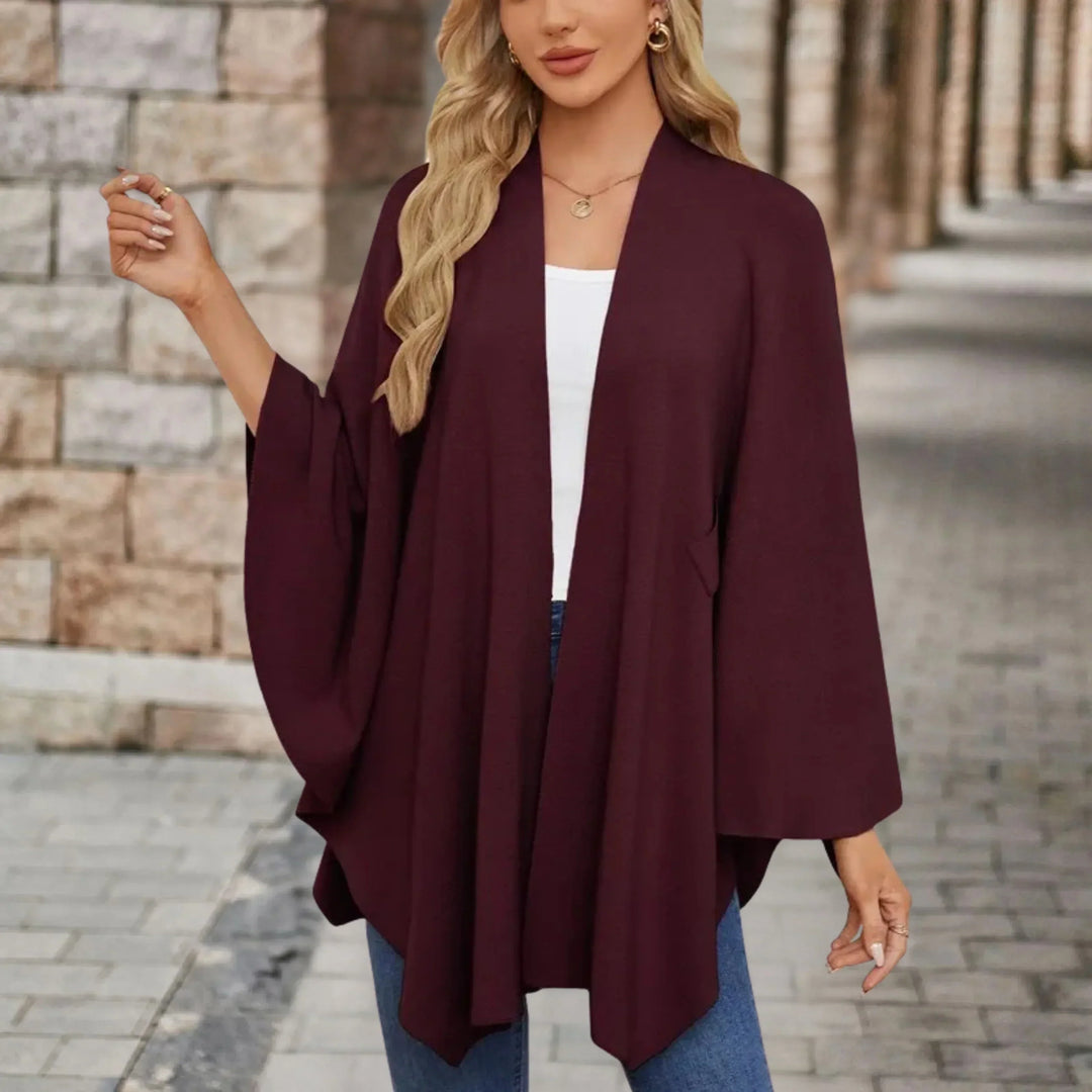 Women's Open Wrap Poncho with Front Knot Detail