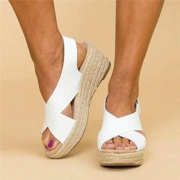 Women's Orthopedic Espadrille Wedge Sandals with Cross Strap