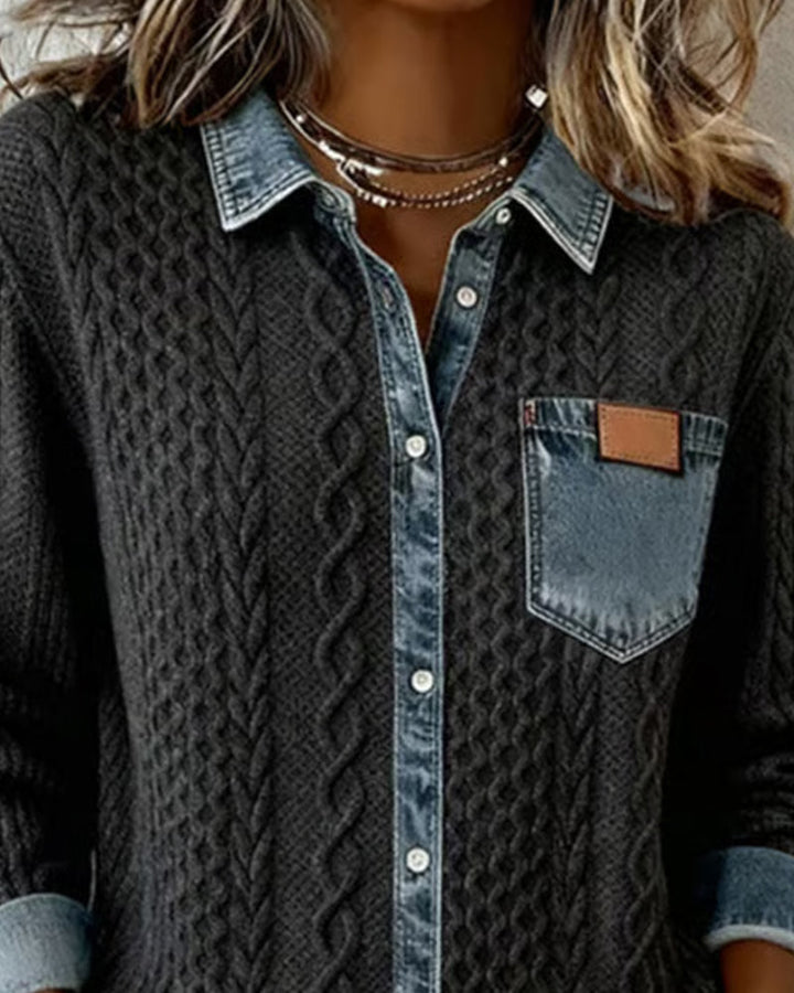 Wren | Cable Shirt with Collar and Button Front
