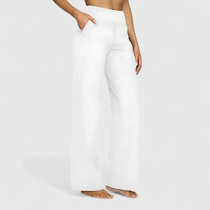 Women's High Waisted Wide Leg Pants with Pull On Design
